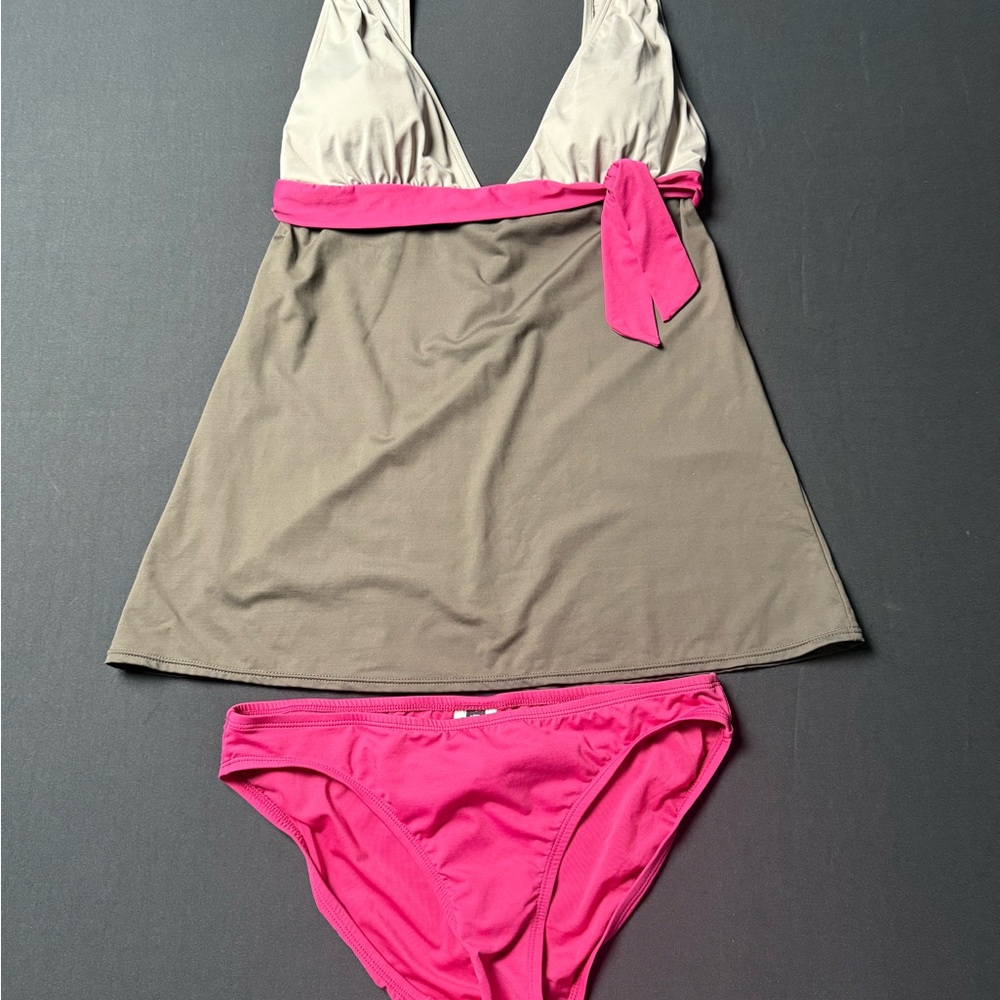 DKNY Gray and Pink Two-Piece Swimsuit